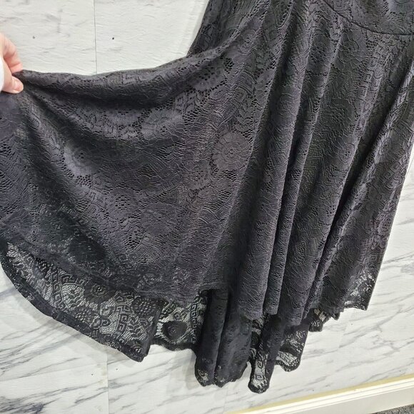 MllesReve Cocktail Party Dress Women Size XL Black Vintage Floral Lace Hi Low - Picture 4 of 11